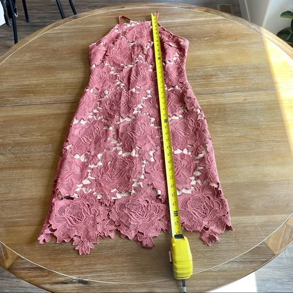 Akira Chicago Black Label High Neck Pink & Nude Lace Body-Con Dress Size Medium - Picture 13 of 14